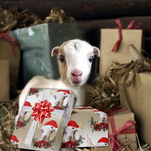 Geitenskerst Schattig Kind LaMancha in Antlers W Cadeaupapier