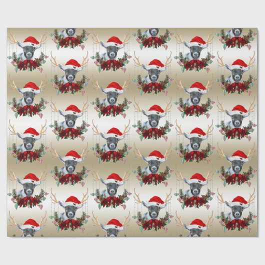 Geitensschild met kerst in de Pygmy-Baby in Antler Cadeaupapier (Vlak)