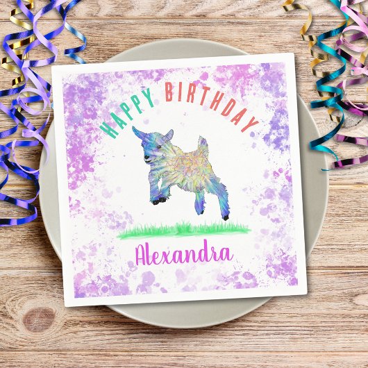 Geitenthema Verjaardagsfeestje Kleurrijk Boerderij Servet