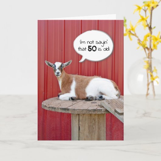 Geitenverjaardag voor 50ste Humor Kaart (Gele Bloem)