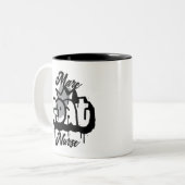 GEITENVERPLEEGSTER GRAFFITI STIJL TWEEKLEURIGE KOFFIEMOK (Voorkant links)