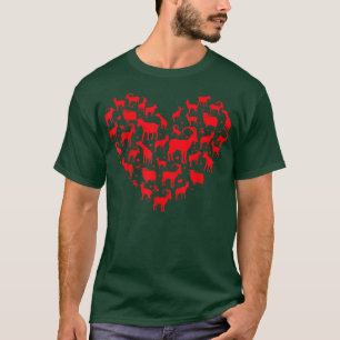 Geitenvlees Dierenvriend Funny Heart Goat Valentij T-shirt
