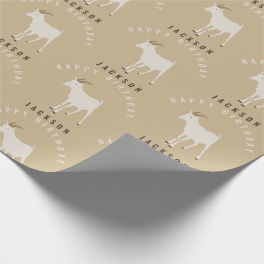Geitenvlees Eigen dierpatroon Eigen geboortedag Cadeaupapier (Hoek)