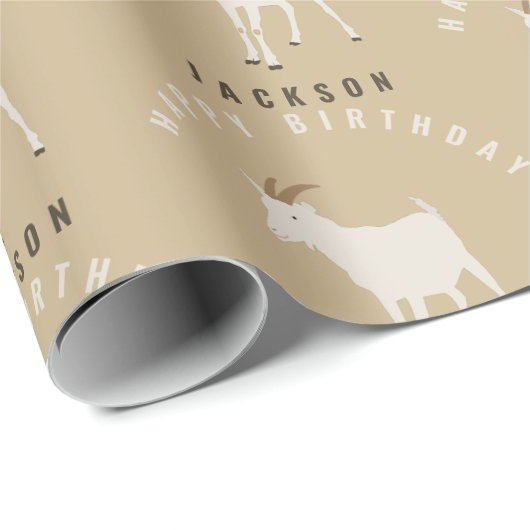 Geitenvlees Eigen dierpatroon Eigen geboortedag Cadeaupapier (Rol Hoek)