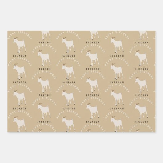 Geitenvlees Eigen dierpatroon Eigen geboortedag Inpakpapier Vel (Voorkant 2)