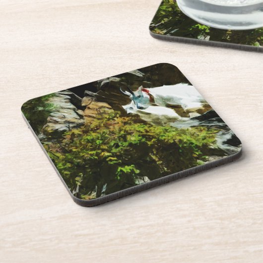 Geitenvlees en Abstract impressionisme in berggebi Onderzetter (Linkerzijde)