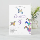 Geitenvlees met Dierenvrienden van Birthday Paars Kaart (Staand voorkant)