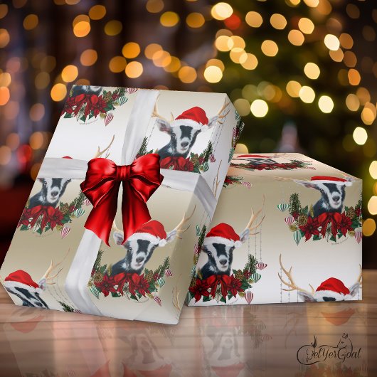 Geitenvlees met kersttaart Alpiene Baby Goat Antle Cadeaupapier