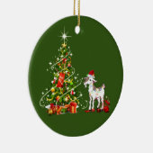 Geitenvlees met Pet LIGHTSKerstmis Keramisch Ornament (Rechts)