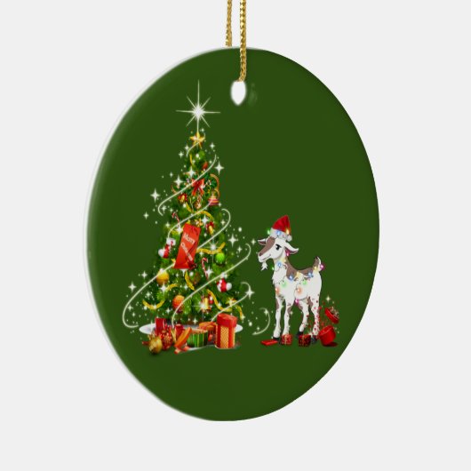 Geitenvlees met Pet LIGHTSKerstmis Keramisch Ornament (Rechts)