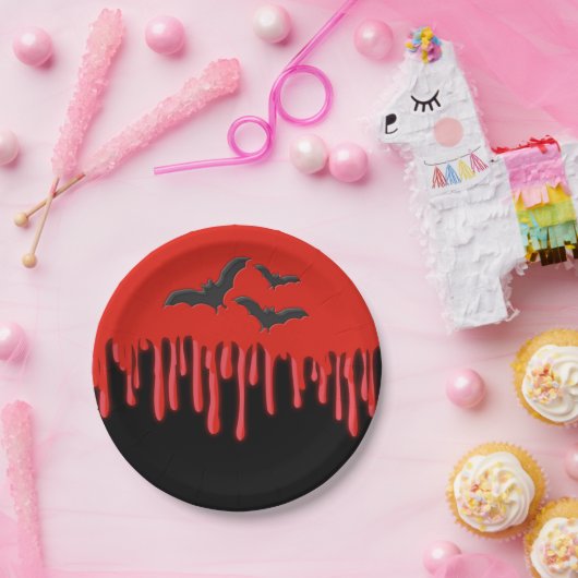 Geitenvlekken en rode druppelaar Bloedhalloween Pa Papieren Bordje (Feest)