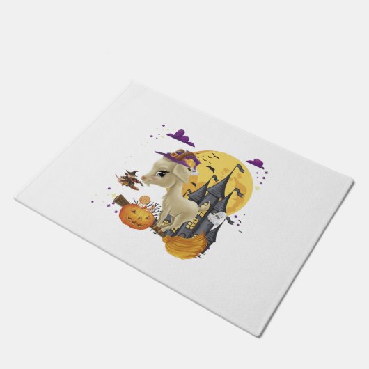 Geitenwitch Broom Pumpkin Halloween Costuum Deurmat (Schuin)