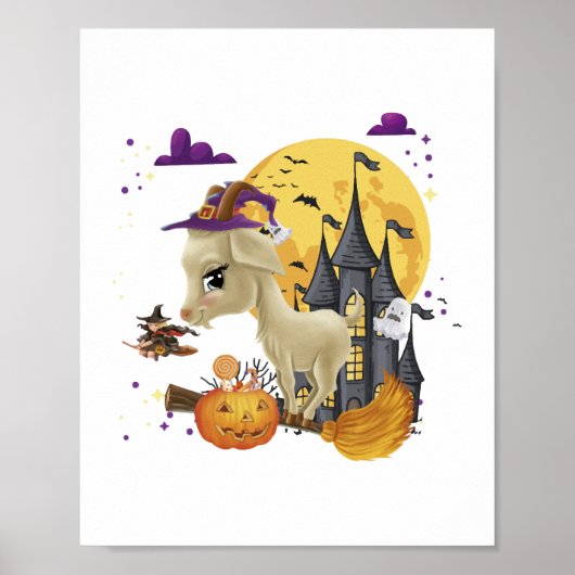 Geitenwitch Broom Pumpkin Halloween Costuum Poster (Voorkant)