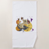 Geitenwitch Broom Pumpkin Halloween Costuum Strandlaken (Voorkant)