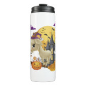 Geitenwitch Broom Pumpkin Halloween Costuum Thermosbeker (Voorkant)