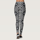 Geitenzwart wit met 8 puntige sterren geometrisch  leggings (Achterkant)