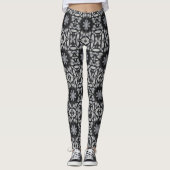 Geitenzwart wit met 8 puntige sterren geometrisch  leggings (Voorkant)