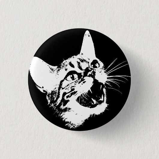 Geitic Cat Feral Evil Scary Growl Fangs Ronde Button 3,2 Cm (Voorkant)