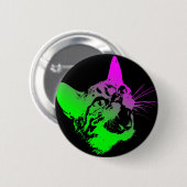 Geitic Cat Feral Evil Scary Growl Fangs Ronde Button 5,7 Cm (Voorkant /achterkant)