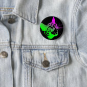 Geitic Cat Feral Evil Scary Growl Fangs Ronde Button 5,7 Cm (In situ)