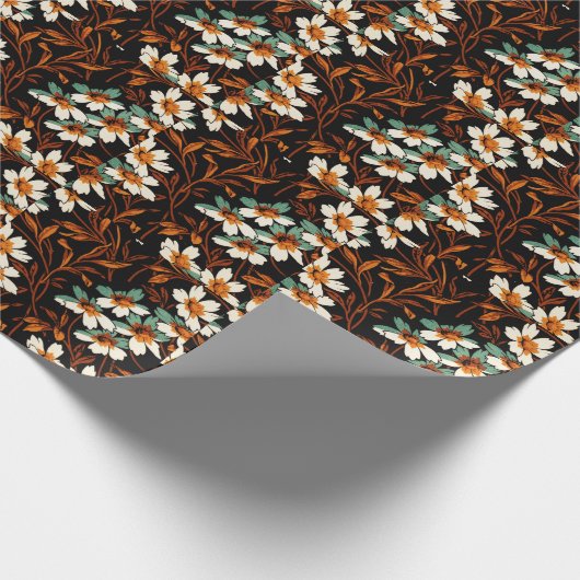 Geitic Flower Pattern Transparent Aesthetic Flower Cadeaupapier (Hoek)