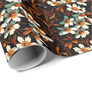 Geitic Flower Pattern Transparent Aesthetic Flower Cadeaupapier