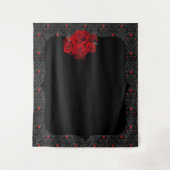 Geitic Roos Black en Red Romantic Backdrop Wandkleed (Voorkant)