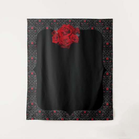 Geitic Roos Black en Red Romantic Backdrop Wandkleed (Voorkant)