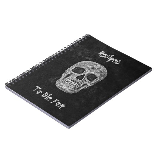 Geitic Skull Head Black White Recipes om te sterve Notitieboek (Linkerzijde)