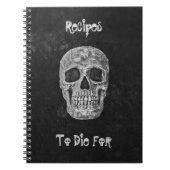 Geitic Skull Head Black White Recipes om te sterve Notitieboek (Voorkant)