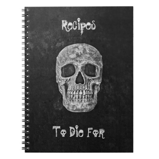 Geitic Skull Head Black White Recipes om te sterve Notitieboek (Voorkant)