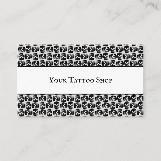 Geitic Skull White en Black Pattern Visitekaartje (Voorkant)