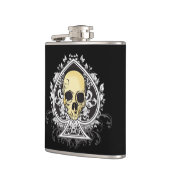 Geitic style black ace of spades with skull, heupfles (Links)