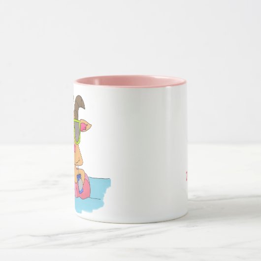 Geitje in een Flamingo Float - Koffie Mok (Midden)