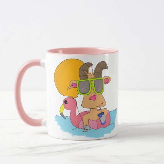 Geitje in een Flamingo Float - Koffie Mok (Links)