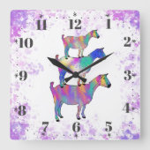 Geitkleurige waterverf vierkante klok (Voorkant)