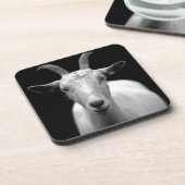 Geitportret in zwart-wit bier onderzetter (Linkerzijde)