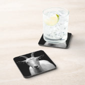 Geitportret in zwart-wit bier onderzetter (Rechterzijde)