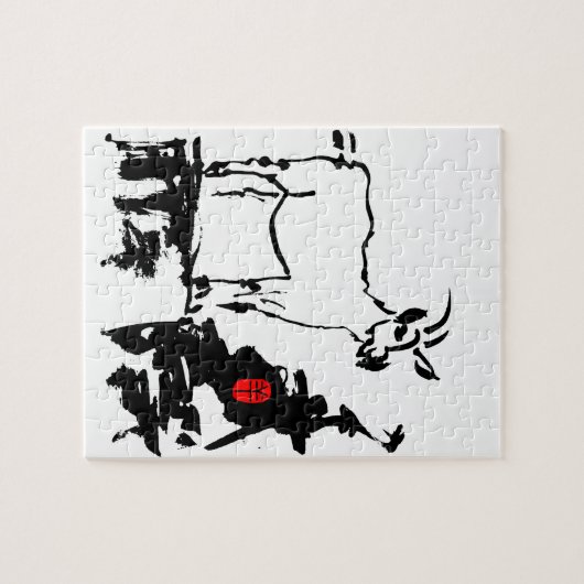 Geitsteen Vietnamees Chinees jaar Zodiac Puzzle Legpuzzel (Horizontaal)