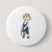 Geitte als boer met Bucket Ronde Button 7,6 Cm (Voorkant)