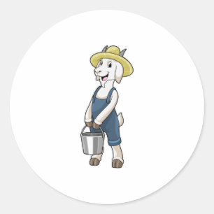 Geitte als boer met Bucket Ronde Sticker
