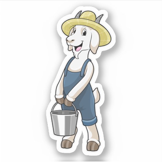 Geitte als boer met Bucket Sticker (Voorkant)