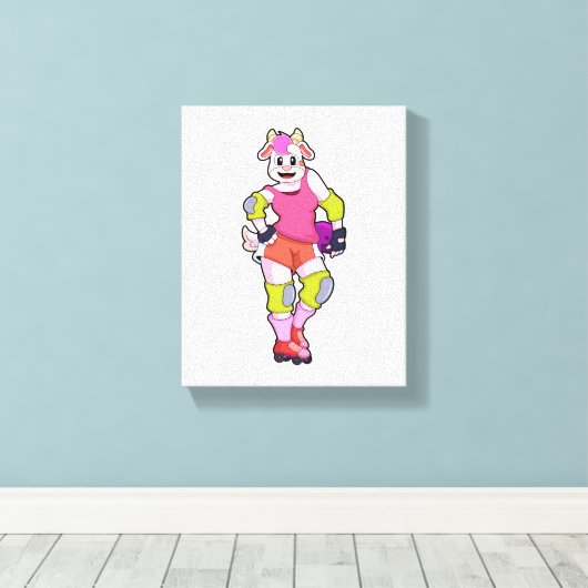 Geitte als gealigneerde Skater met gealigneerde Sc Canvas Afdruk (Insitu (Houten vloer))