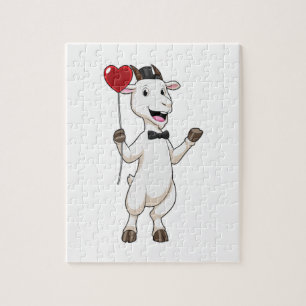 Geitte als Groom met Heart Balloon Legpuzzel