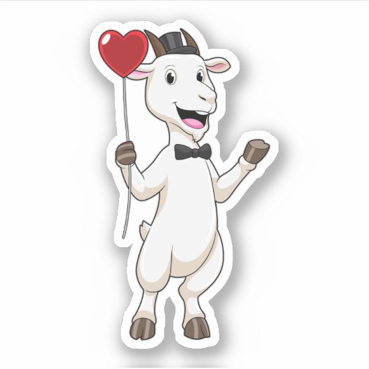 Geitte als Groom met Heart Balloon Sticker (Voorkant)