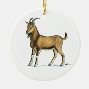Geitte: bruin keramisch ornament
