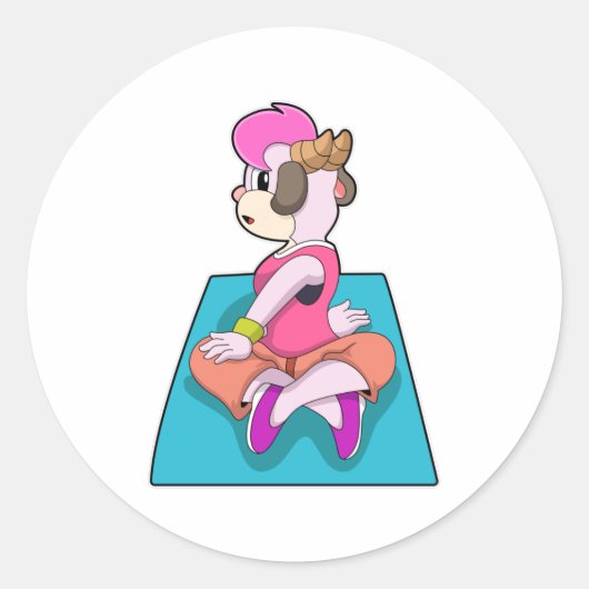 Geitte Yoga op Yoga mat Ronde Sticker (Voorkant)