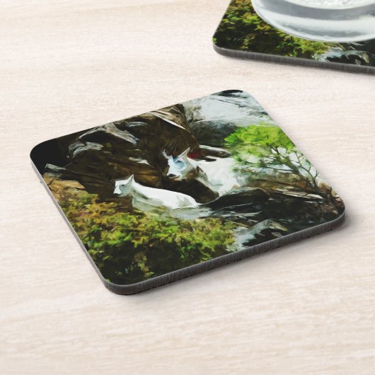 Geitten in de bergen en Abstract Baby Drankjes Onderzetter (Linkerzijde)