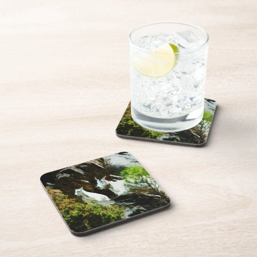 Geitten in de bergen en Abstract Baby Drankjes Onderzetter (Rechterzijde)