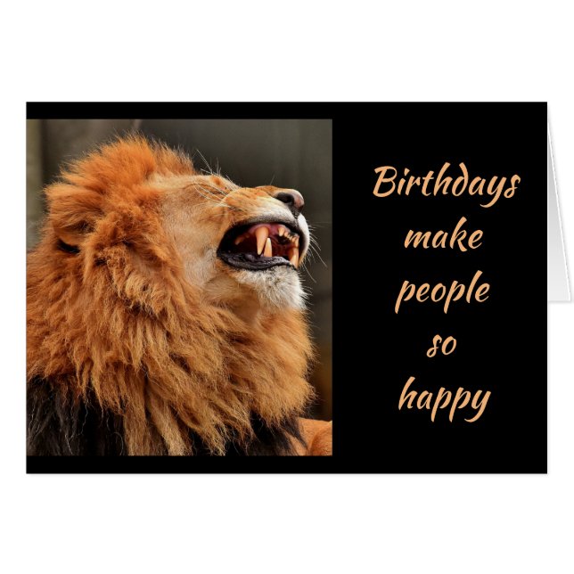 Gejaardagavond aan het lachen van Lion Funny Anima (Voorkant Horizontaal)